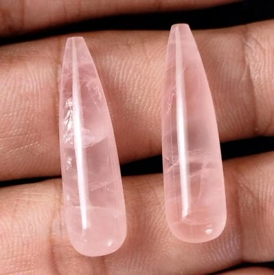30.00 Ct Natural Rose Quartz Smooth Drops Briolette Loose Gemstone 8 x 30 MM - Image 1 of 4