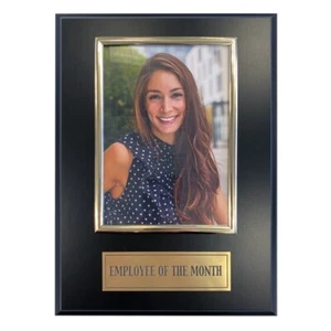 Employee of the Month Award Plaque. Insert a 4x6 Photo. Black Matte Finish - Picture 1 of 2