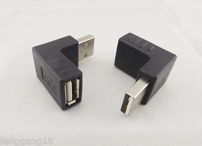 10pcs USB 2.0 A Male To A Female 90 Degree UP Angled Adapter Connector Converter - Image 1 of 4