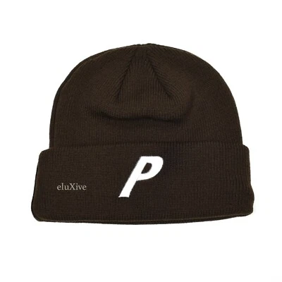 NWT Palace 3D P-Logo Beanie Brown Arcylic Rib Knit Hat Men's DS SS22 AUTHENTIC - Image 1 of 4