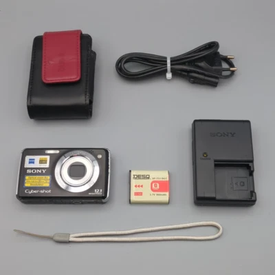 Sony Cybershot DSC-W210 12.1MP Digital Camera Compact Black 4x, Charger, Case - Photo 1/4