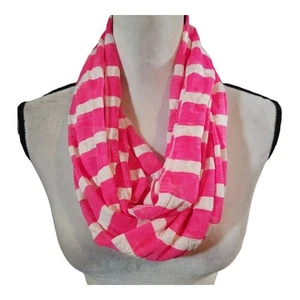 Justice Lightweight Infinity Scarf in Pink & White Stripe Girl's One Size - Picture 1 of 3