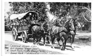 RPPC Covered Wagon Ride KNOTT'S BERRY FARM Ghost Town c1940s Vintage Postcard - Picture 1 of 1