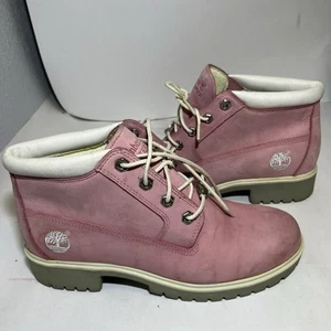 🔥TIMBERLAND Women's Nellie Pink Nubuck Leather Waterproof Chukka Boots Sz 8M - Picture 1 of 5