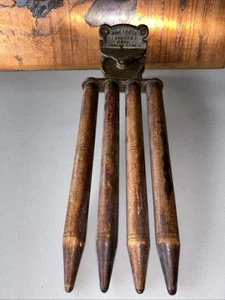 ANTIQUE IDEAL CAST IRON WOOD USA TROUSER PANTS DOWEL SWIVEL BRACKET RACK HOLDER - Picture 1 of 10