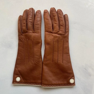 Coach Guantes Cuero Marrón Cachemira Forro Moda Accesorios Foto 1 de 4