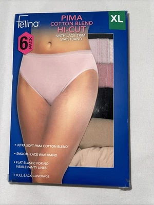 Felina 女式 X 码大号高帮蕾丝饰边,6 件装 — 第 1/4 张图片