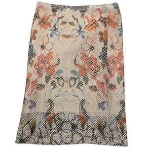 Lapis Anthropologie Bleistiftrock Blumenmuster knielang Gr. XL creme Boho - Bild 1 von 6