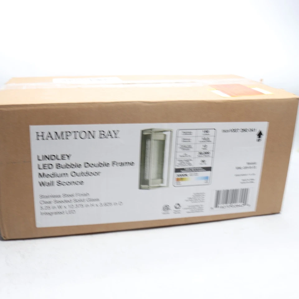 Hampton Bay Lindley Moderno 1 Luz LED Exterior Linterna Aplique 12.38" Foto 1 de 4