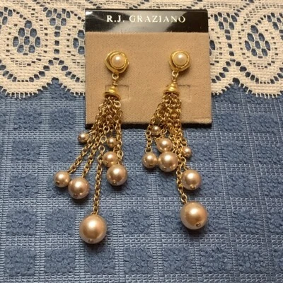 Pendientes RJ Graziano NUEVO con etiquetas perla gota perforada Foto 1 de 3
