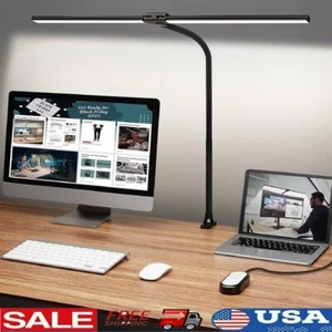 LED Desk Lamp Double Head Flexible Clamp Task Light 50 Modes Auto-off Timer New - Picture 1 of 10