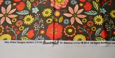 1/2 Yard Riley Blake Roots & Wings Deenarutter Floral C4150 Cotton Fabric - Image 1 of 2