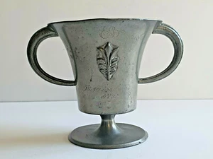 Antique Zinn Goblet, 1928, GAB Sweden TENN, Handled, Engraved, RARE - Picture 1 of 12