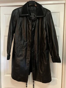 NYDA Black Leather Trench Coat - Women's Size Small - Picture 1 of 8