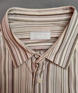 Camisa vintage de hombre Prada puños franceses a rayas con botones talla 44 17,5 - Imagen 1 de 9
