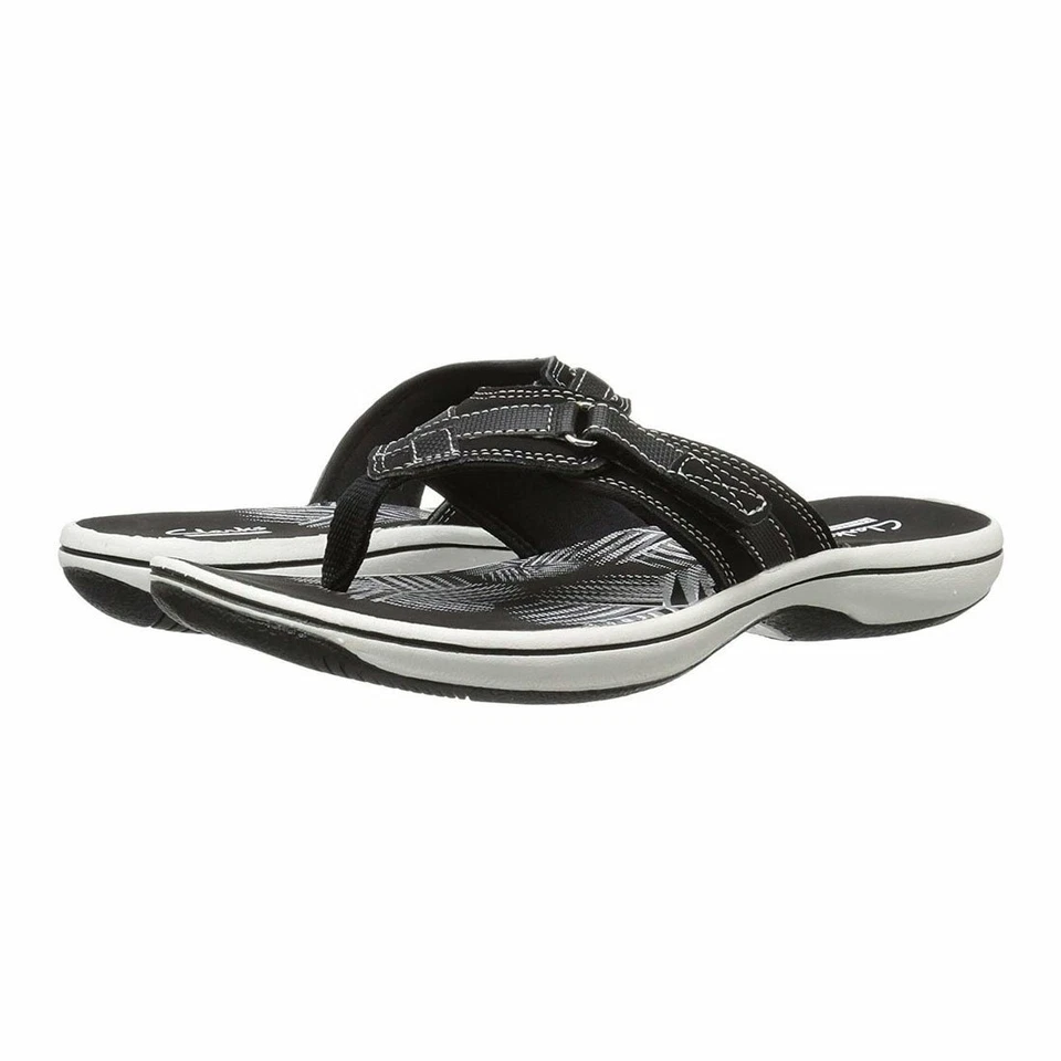 Clarks Breeze Sea Black Womens Flip-Flop Size 11M