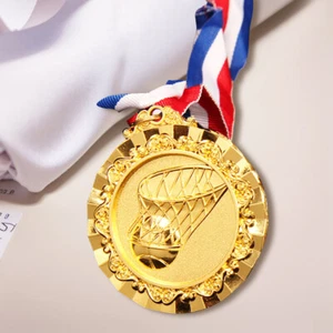 6.5cm Basketball Medals Sports Medal with Neck Ribbon for Winners (Gold) - Picture 1 of 8