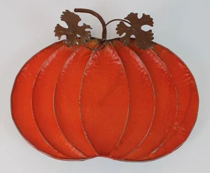 Metal Orange Pumpkin Harvest Fall Thanksgiving Halloween Platter Plate 13” x 11” - Picture 1 of 3