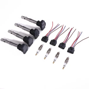 Bobinas de encendido de 4* 4 pines + enchufe de conexión + kit de bujía para PASSAT 2006-15 1,8 T/2,0T - Imagen 1 de 7