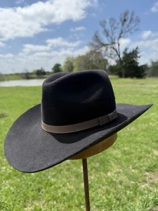 5x Beaver. Beaver Brand 6 7/8. Black. 3.5” Brim. 4.5” Crown. - Picture 1 of 17