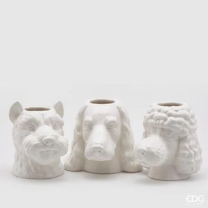 EDG Enzo De Gasperi Vase Schnauzer, Pudel, Cocker (3Ass) H18 C1 White