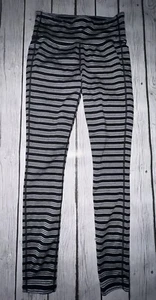 Athleta Women's Small Workout Active Yoga Leggings Black Gray Striped - Picture 1 of 6