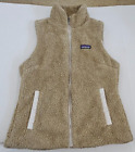 Patagonia Los Gatos Fleece Vest Beige Full Zip Pockets Deep Pile Fluffy Womens S