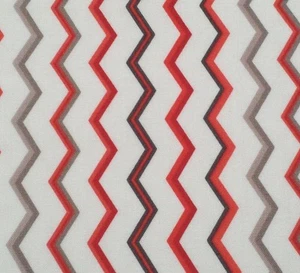 27" Soho by Studio 8 Quilting Treasures Tomato Red Taupe Gray Chevron Stripe - Picture 1 of 3