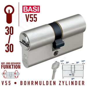 Cilindro de puerta BASI V55 N+G 30/30 cilindro doble peligro emergencia número de llaves seleccionable - Imagen 1 de 14