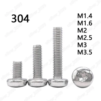 M1.4 M1.6 M2 M2.5 M3 M3.5 304 Stainless Steel Torx Soket Pan Head Screws - Image 1 of 4