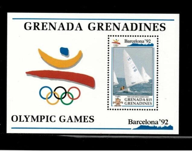 Granadinas 1992 - Juegos Olímpicos de Barcelona - Hoja de estampillas de recuerdo - Scott #1394 - MNH Foto 1 de 1
