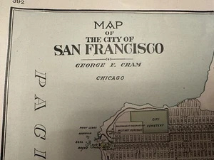 1907 SAN FRANCISCO City Map Large 14 x 22-inch Crams Great Colors & Details - Picture 1 of 9
