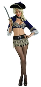 Adult Womens Sassy Pirate Halloween Costume Skirt Top Belt Tricorn Hat - Picture 1 of 2