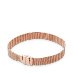 Pulsera PANDORA Reflexion Jersey Malla 587712 Aleación Oro Rosa Brazalete - Imagen 1 de 1