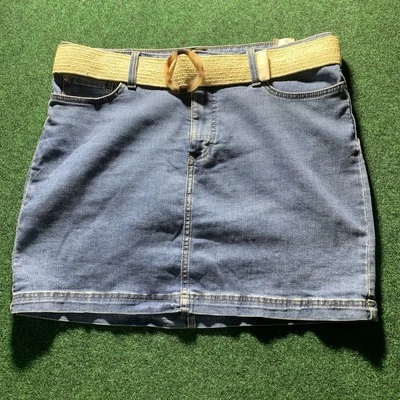 复古 Lee 标准版型中腰弹力牛仔短膝迷你拉链女式 16 腰带 — 第 1/4 张图片