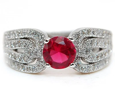 2CT Treated Ruby & Topaz 925 Sterling Silver Ring Jewelry Sz 6 MM3-1 - Image 1 of 3