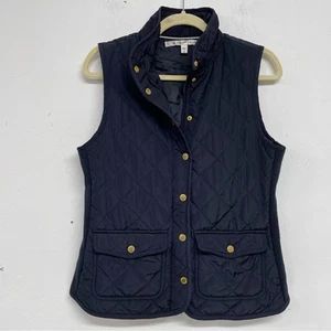 Max Studio Navy Blue Quilted Puffer Vest Womens Small Outerwear Fall Warm Casual - Picture 1 of 9