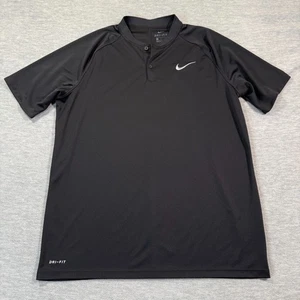Nike Dri-FIT Shirt Mens L Black Blade Collar Athletic Polo Golf Lightweight Top - Picture 1 of 7