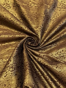 1 Meter Brown/Gold Paisley Design Metallic Brocade Fabric 50” Wide - Picture 1 of 6