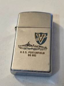 Encendedor cromado delgado a prueba de viento 1956 USS Porterfield DD-682 Zippo - Imagen 1 de 8