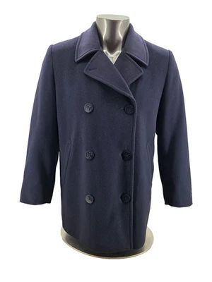 Vintage L.L. Abrigo Bean para mujer azul marino mezcla de lana cachemir doble botonadura Foto 1 de 4