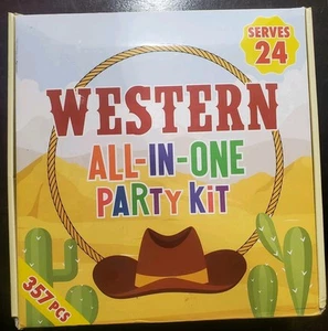 Western Cowboy Themed Party Pack Hudson Party Supplies 357 Pieces - Picture 1 of 9