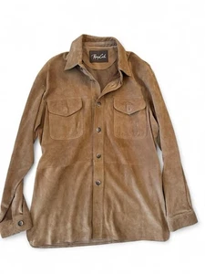 Renzo Costa Camel Suede Leather Shacket Jacket – Size L – $950 Retail   - Picture 1 of 6