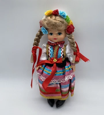 Doll In Lublinian Red Folk Dress. 7 Inches - Image 1 of 4