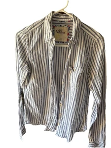Hollister Damen gestreiftes Langarm Hemd mit Knopfleiste rosa Größe M - Bild 1 von 4