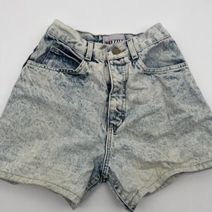 Prezzia Sportswear 80s VTG \ Fold Over Acid Wash Mom Jean Shorts Sz 5 High Rise - Picture 1 of 12