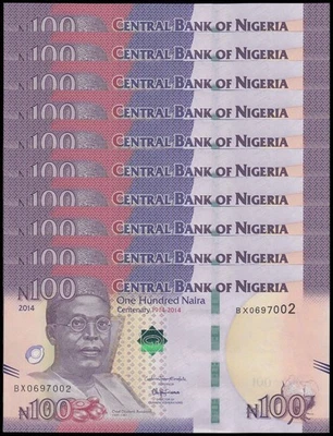 Nigeria 100 Naira, 2014, P-41a, UNC Commemorative X 10 PCS - Image 1 of 2