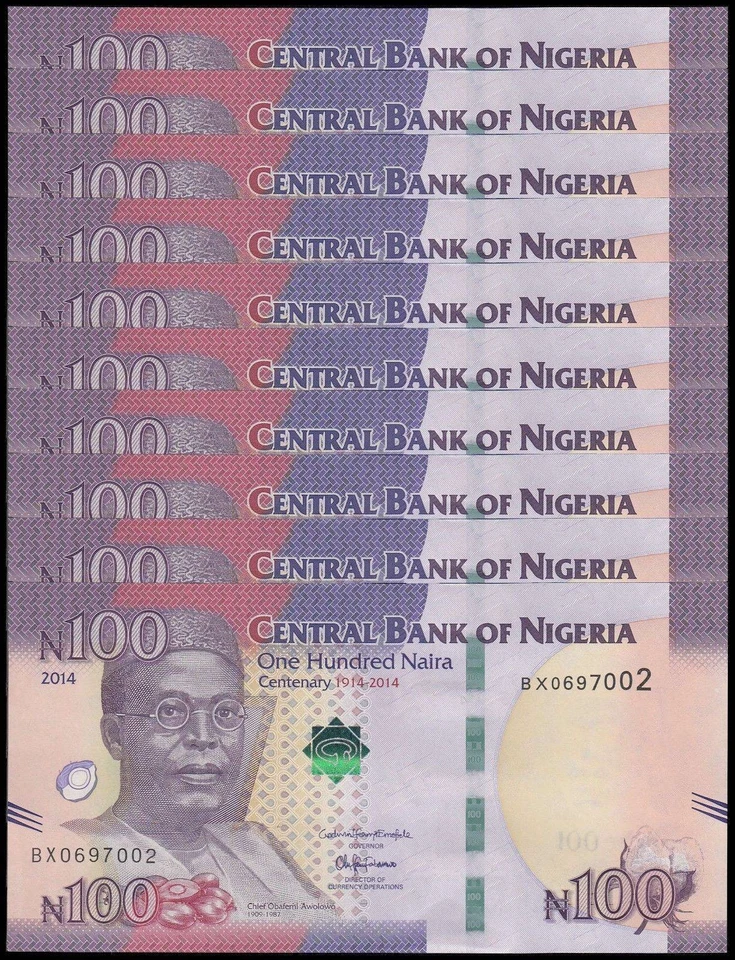 Nigeria 100 Naira, 2014, P-41a, UNC Commemorative X 10 PCS - Image 1 of 2