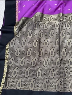 Designer Katan Pure Silk Saree With Blouse Piece Bollywood - Image 1 of 3