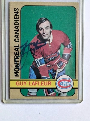 GUY LAFLEUR SIGNED AUTOGRAPHED 1972-73 TOPPS O-Pee-Chee CARD # 79 HOF Poor - Image 1 of 4